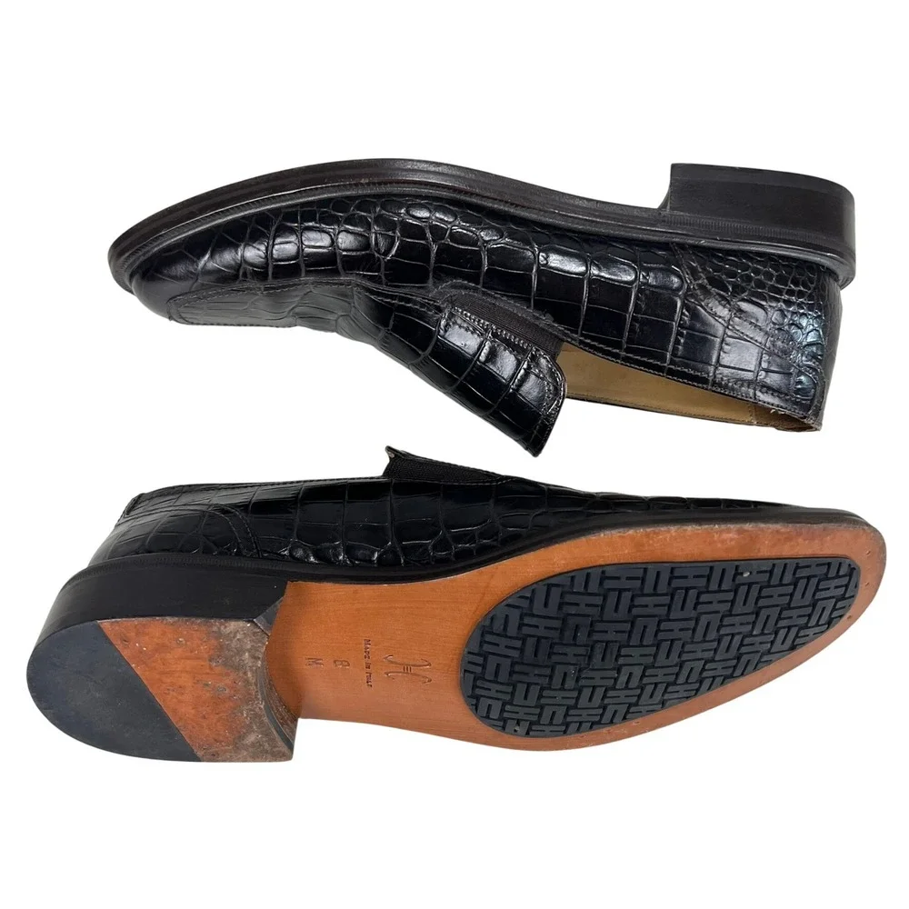 Cole Haan Collection Mens Dark Brown Crocodile Leather Slip On Loafers Size 8 M‎